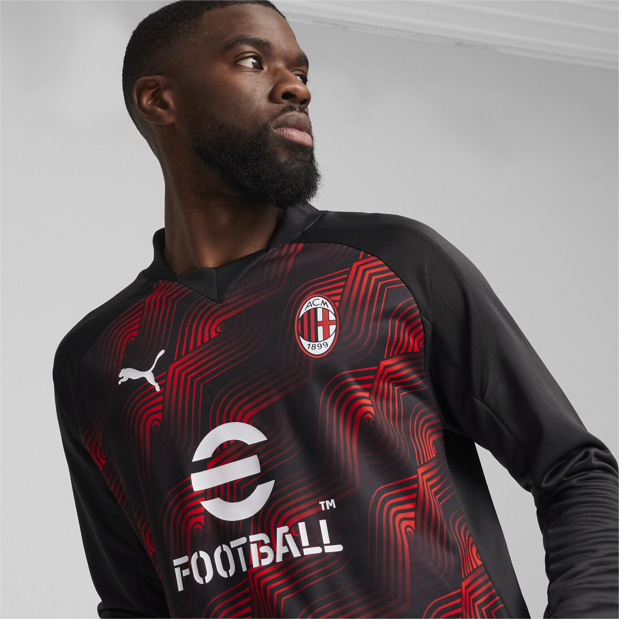Haut d'avant-match à manches longues 23/24 AC Milan PUMA Black For All Time Red 4/6