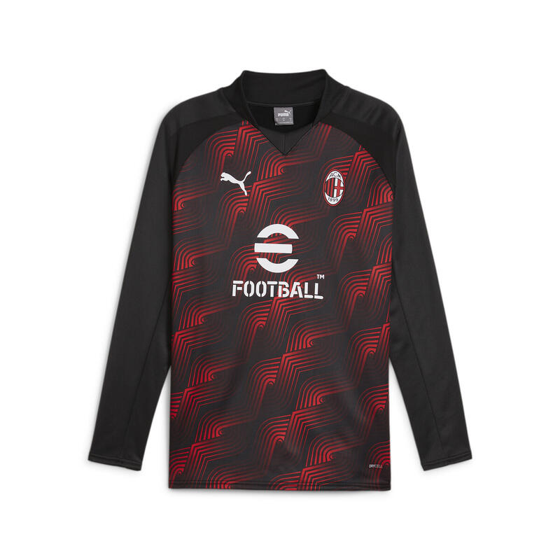 Haut d'avant-match à manches longues 23/24 AC Milan PUMA Black For All Time Red