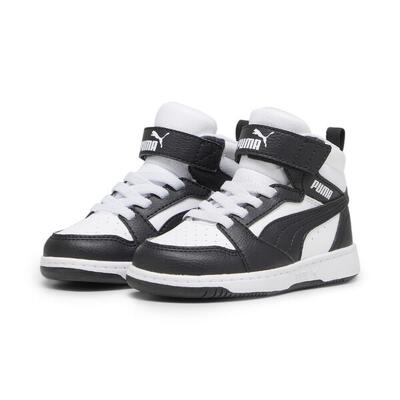 Puma rebound v6 mid sneakers voor peuters puma white black shadow gray
