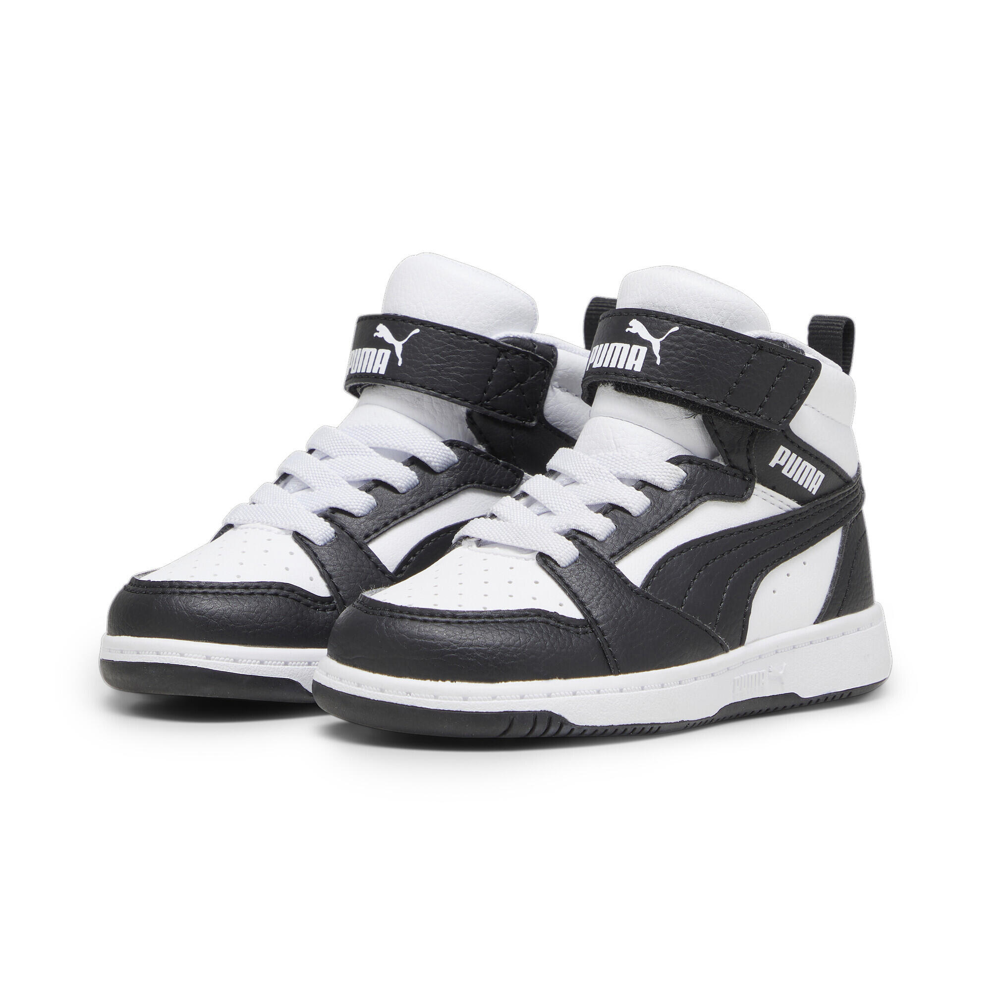PUMA Dětské běžecké boty Rebound V6 Mid PUMA White Black Shadow Gray