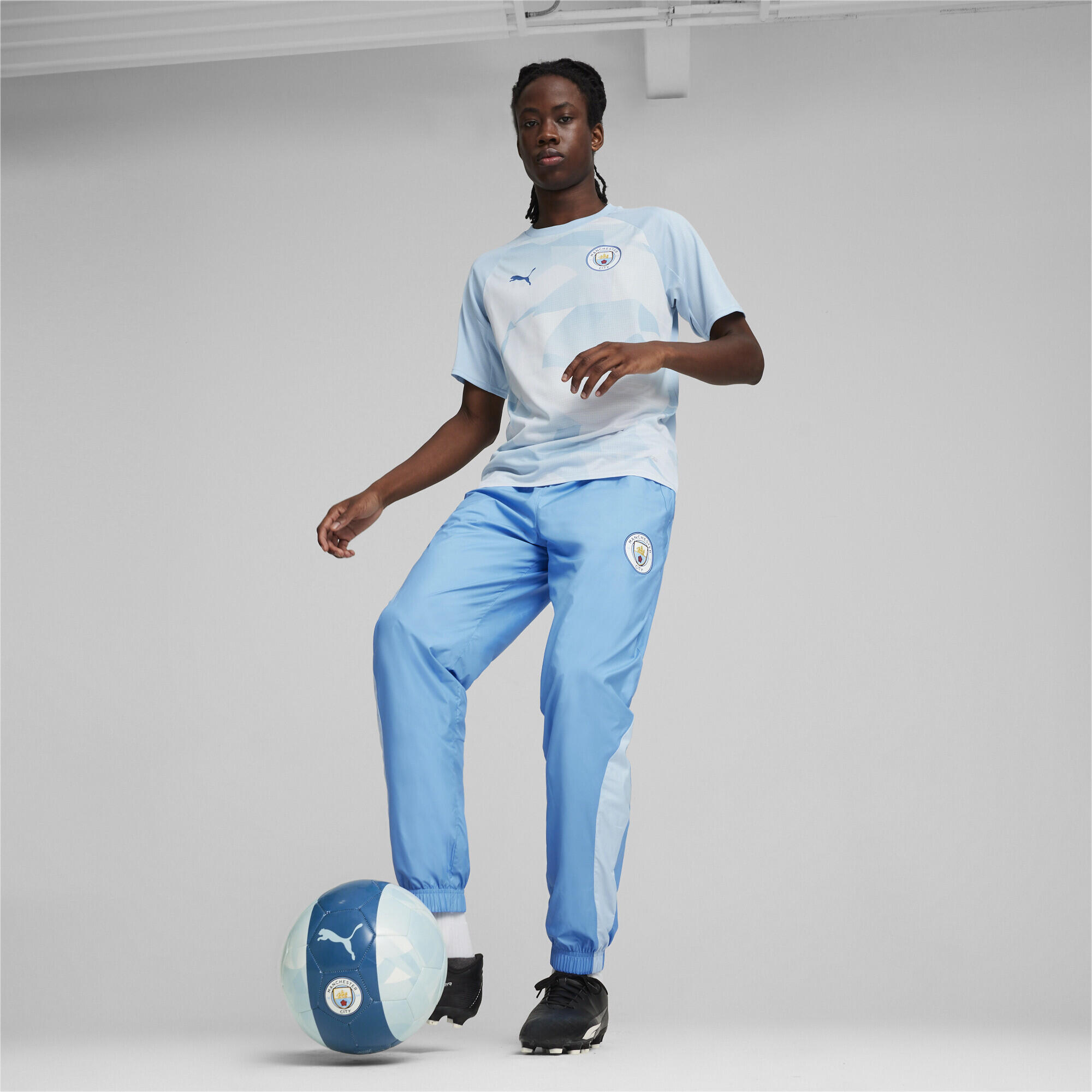 Pantalon tissé d'avant-match 23/24 Manchester City PUMA Regal Blue Silver Sky 4/6