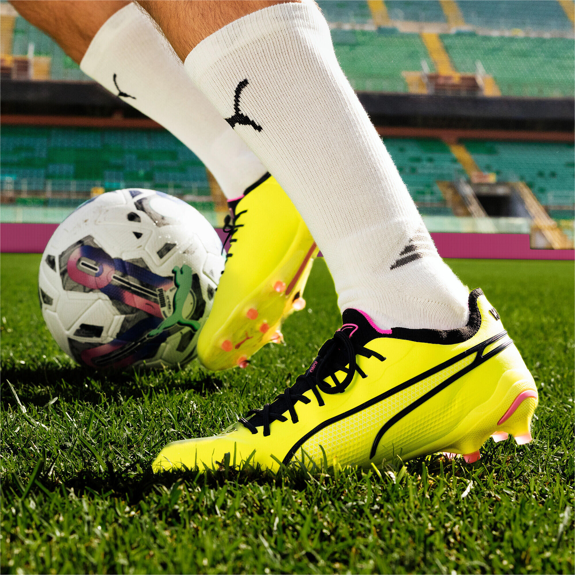 KING ULTIMATE FG/AG voetbalschoenen PUMA Electric Lime Black Poison Pink Green 4/7