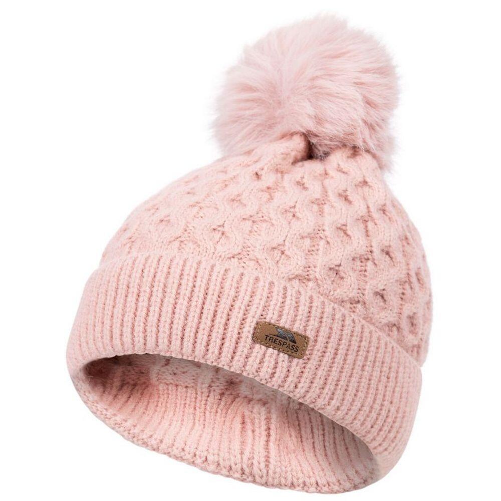 "Freja" Mütze Bommel für Damen Nebelhafte Rose 4/5