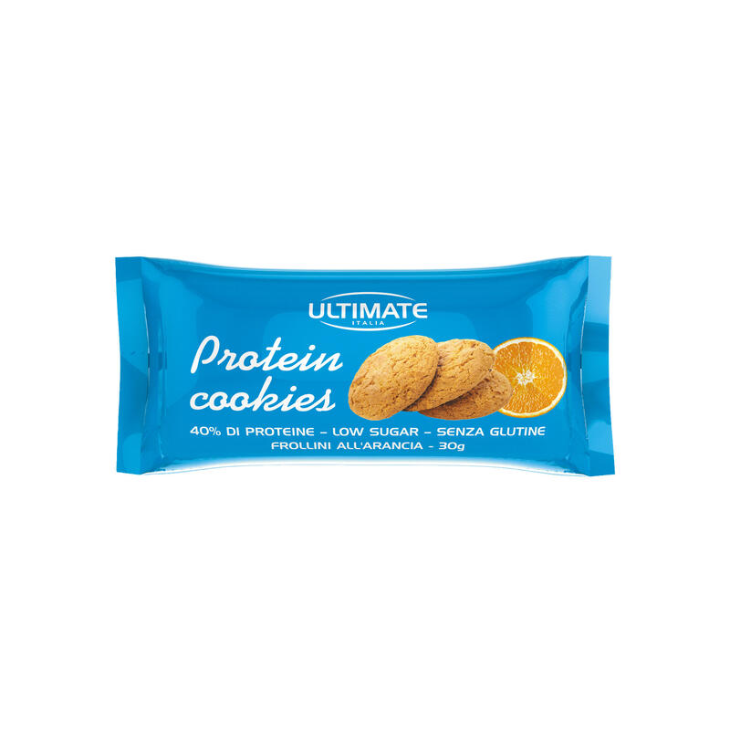 PROTEIN COOKIES ARANCIA 30g FROLLINI 40% DI PROTEINE LOW SUGAR SENZA GLUTINE