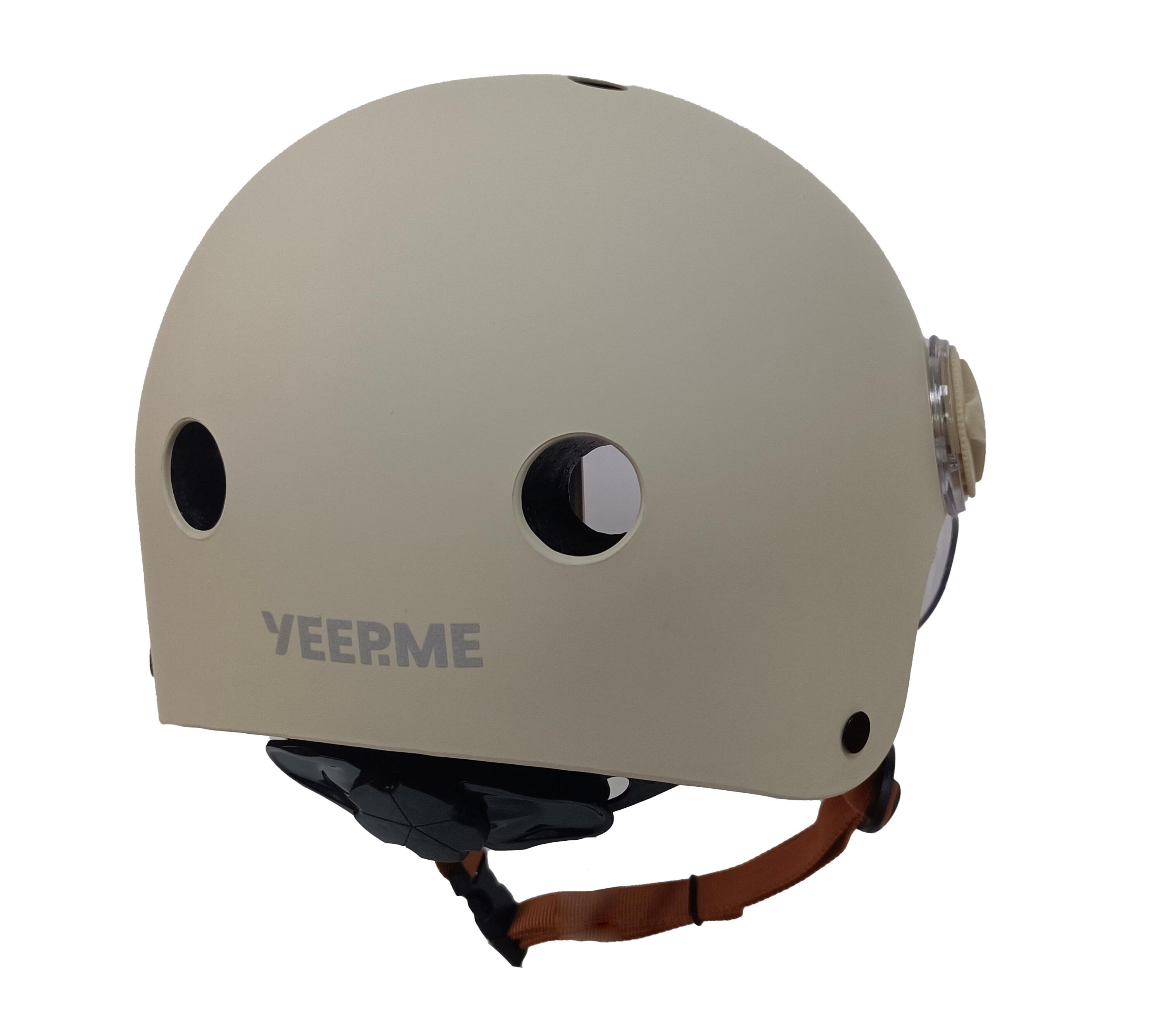 Casque YEEP.ME H.20 Vision Beige avec Visière pour Vélo, Trottinette 3/4