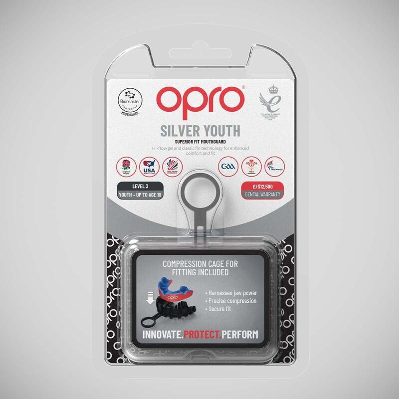 OPRO Gebitsbeschermer Self-Fit Silver-Edition V2 Rood/Blauw Junior