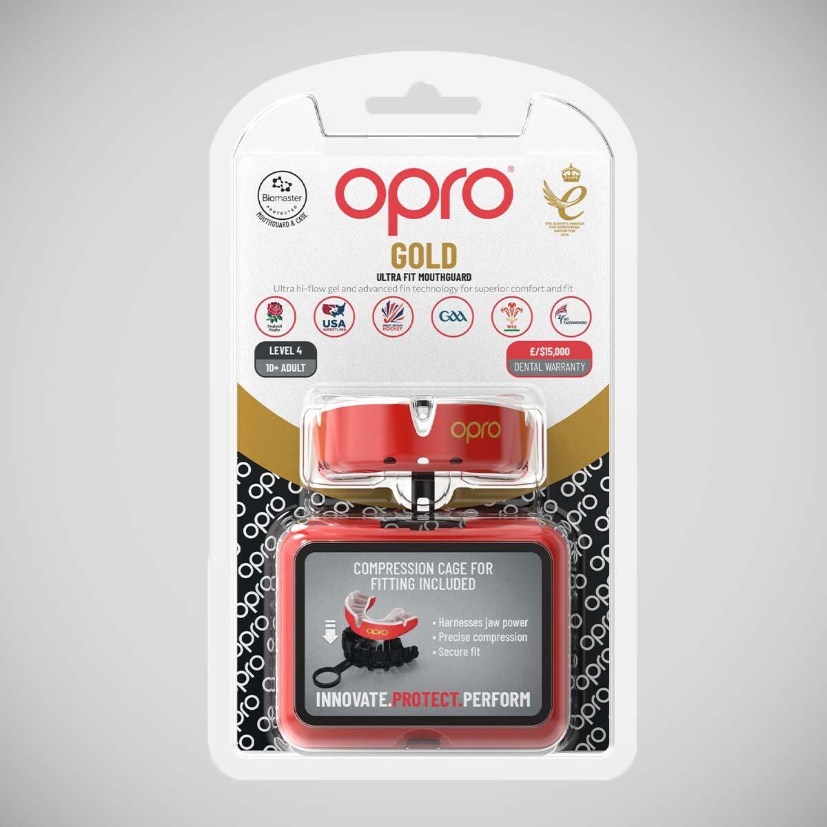 Mundschutz OPRO Gold Erwachsene – Rot/Perlmutt 5/7
