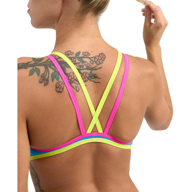 Arena W One Double Cross Back One Piece Turquoise-Fluopink