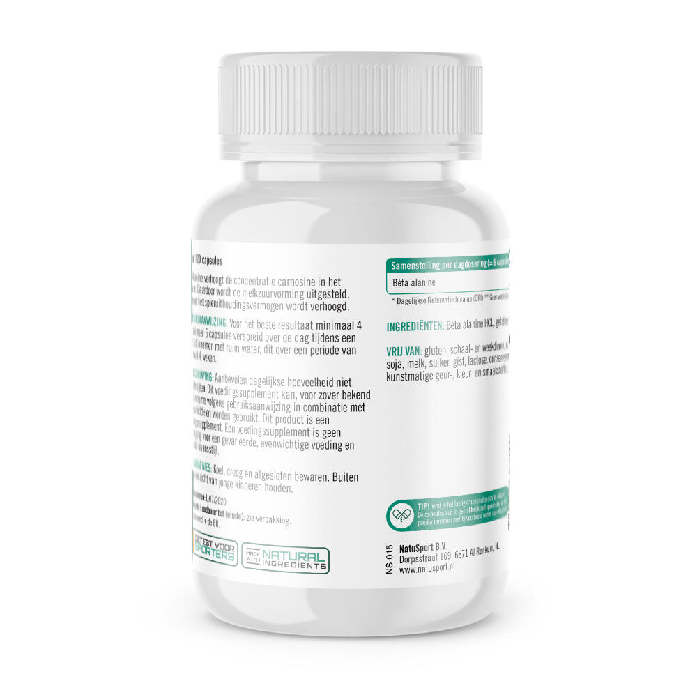 Beta Alanine - Aminozuren - NZVT Gecertificeerd - 120 capsules 2/3