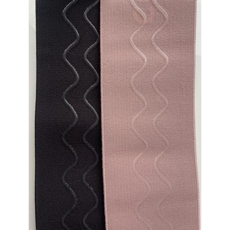 SET OF ELASTIC BANDS: 2 LEVELS (MEDIUM AND HEAVY) - BLACK/PINK