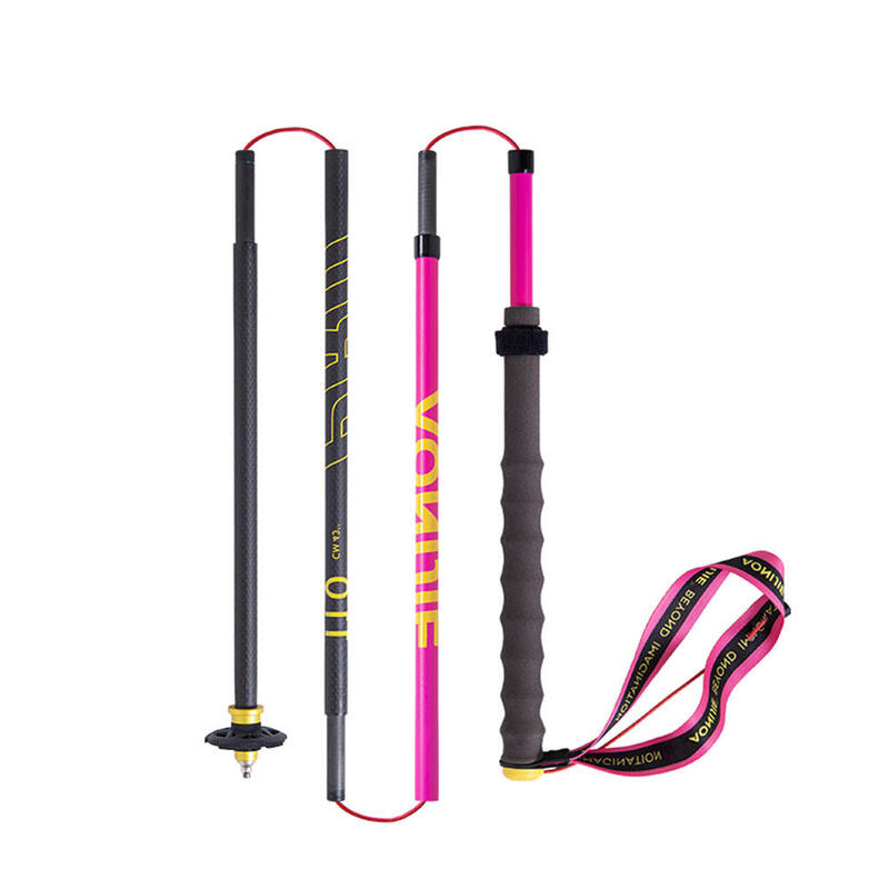 Ultra Light Foldable Full Carbon Fiber Hiking Pole (Pair) - Bright pink