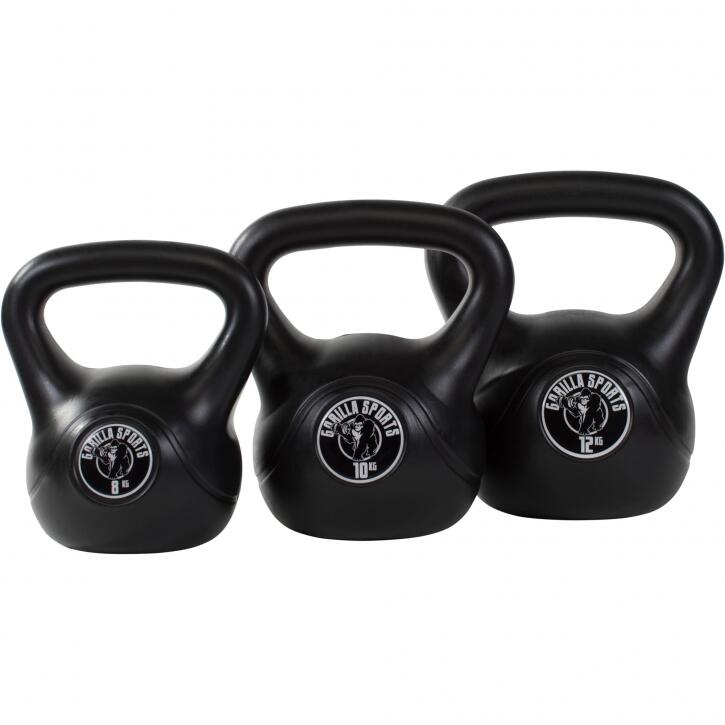 GORILLA SPORTS Gorilla Sports Kettlebell Set 11 (2–20 kg) Black Plastic with Rack