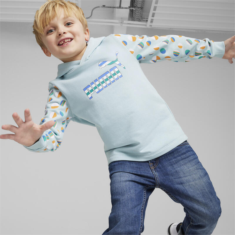 Felpa con cappuccio ESS+ SUMMER CAMP per bambini PUMA Turquoise Surf Blue