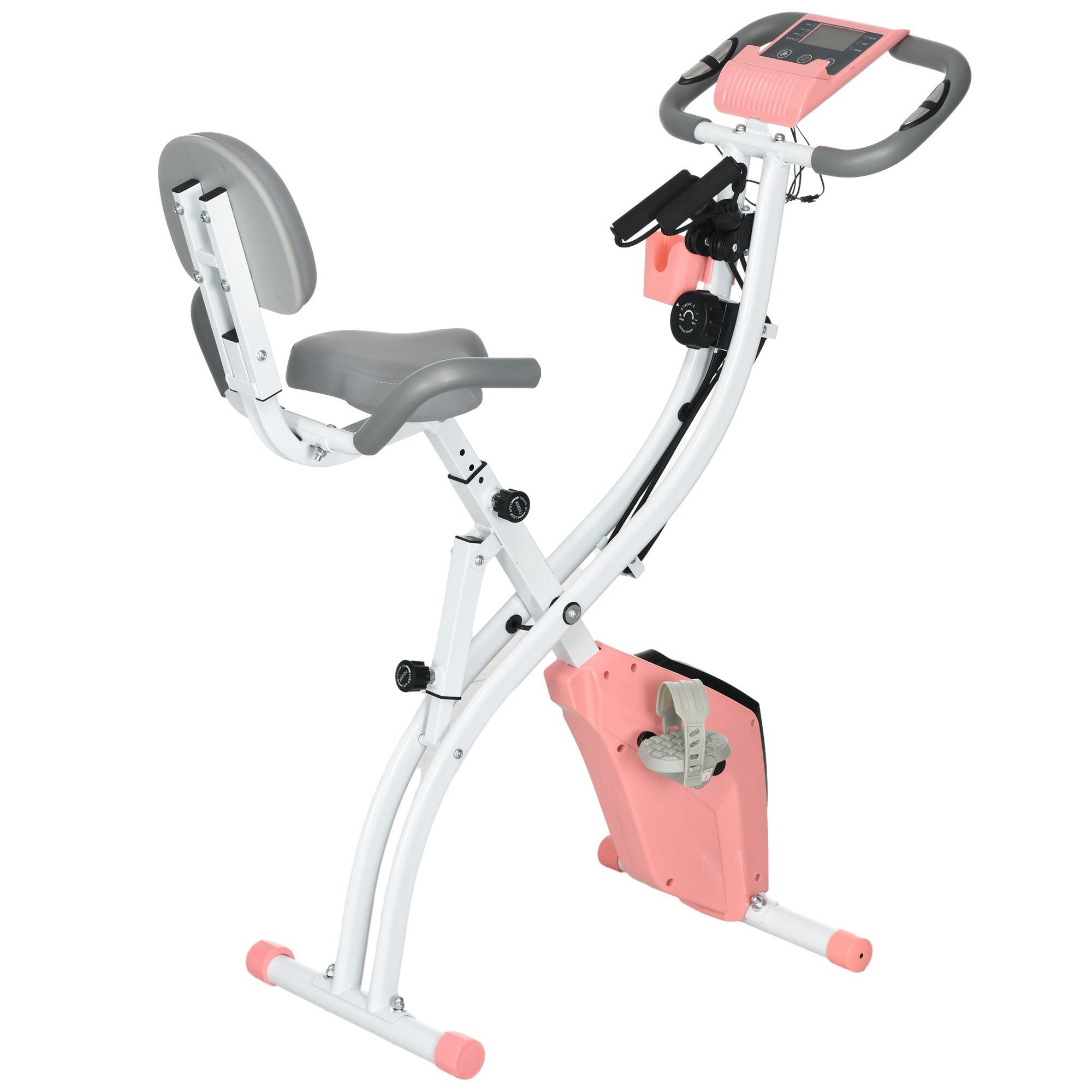 Bicicleta Estática 51x97x115cm Rosa e Branco HOMCOM