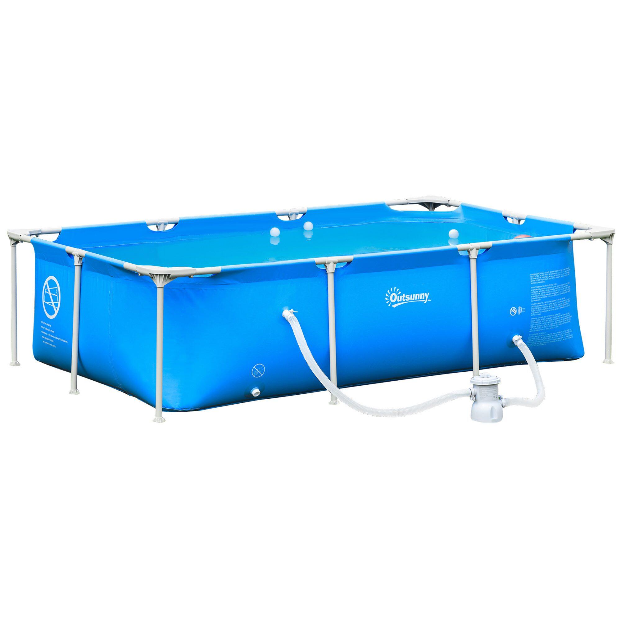 OUTSUNNY Piscina desmontável 252x152x65cm Azul Outsunny