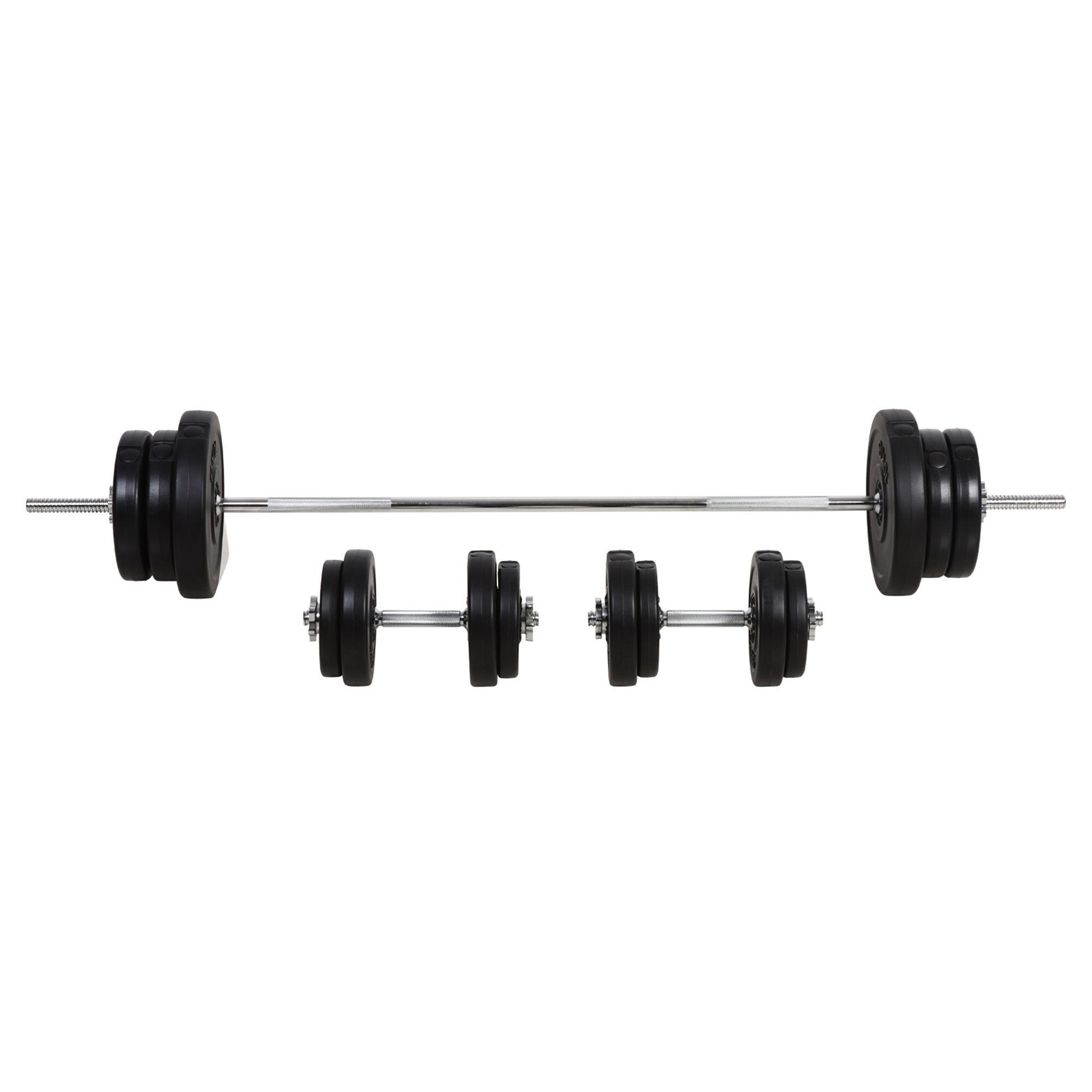 HOMCOM Juego de Pesas con Mancuernas HOMCOM Ø25x35 cm Negro