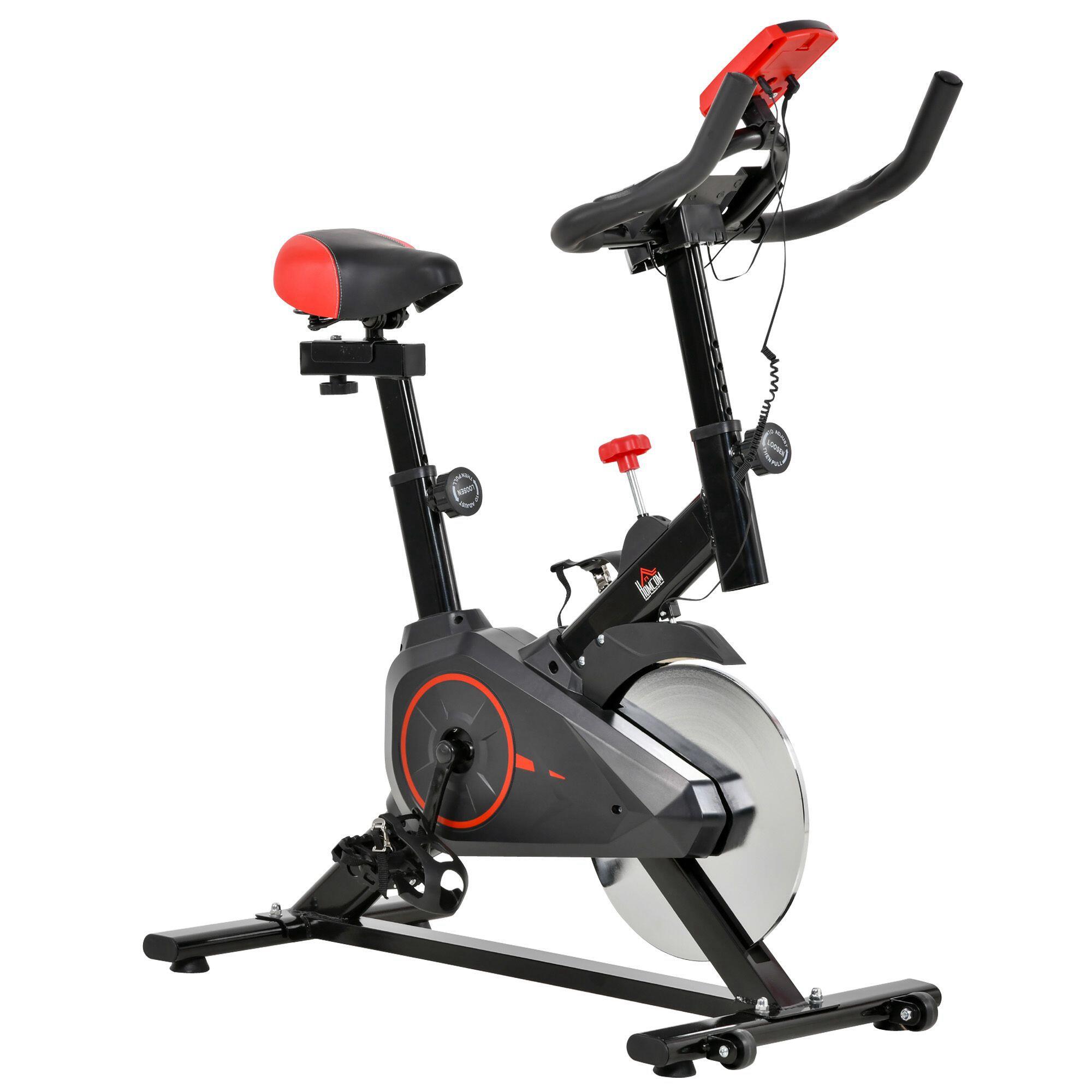 Bicicleta de spinning homcom preta e vermelha