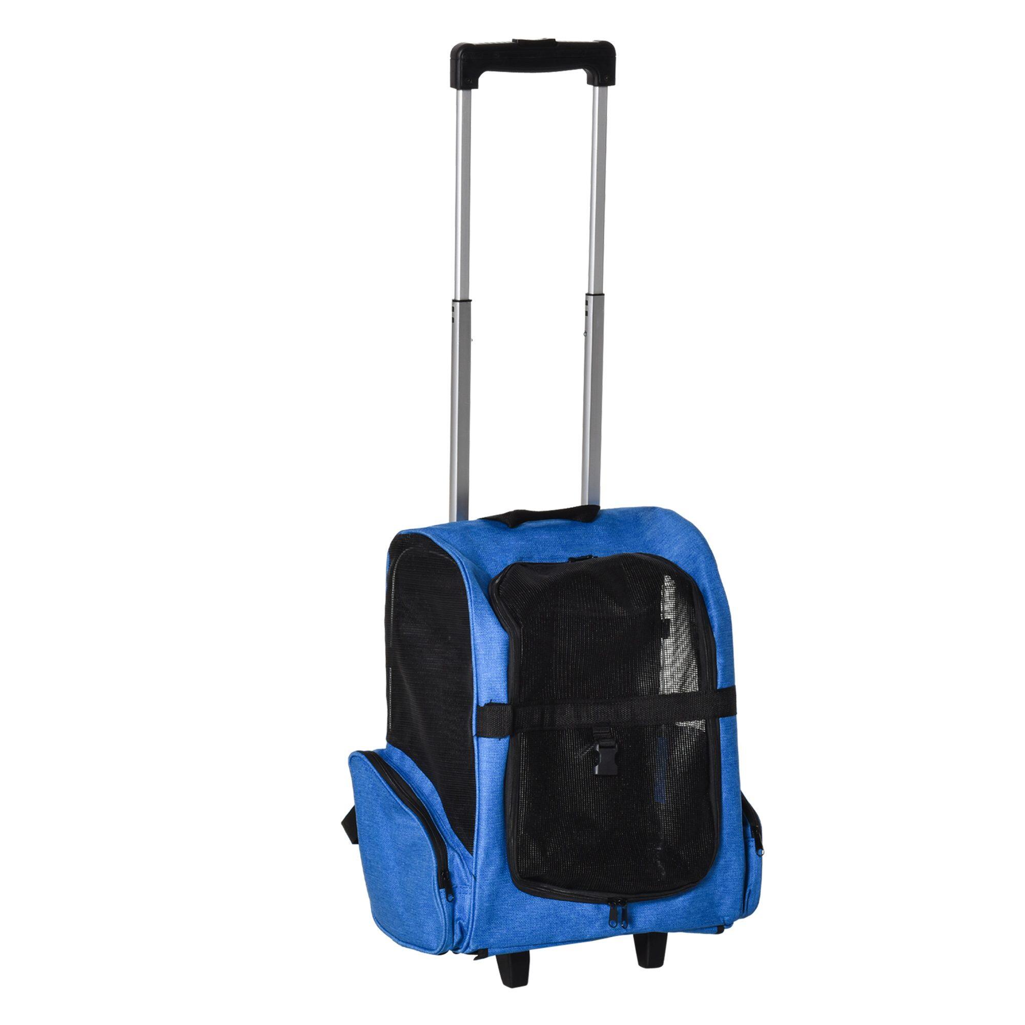 PAWHUT Transportín Carrito para Mascotas PawHut 42x25x55 cm Azul