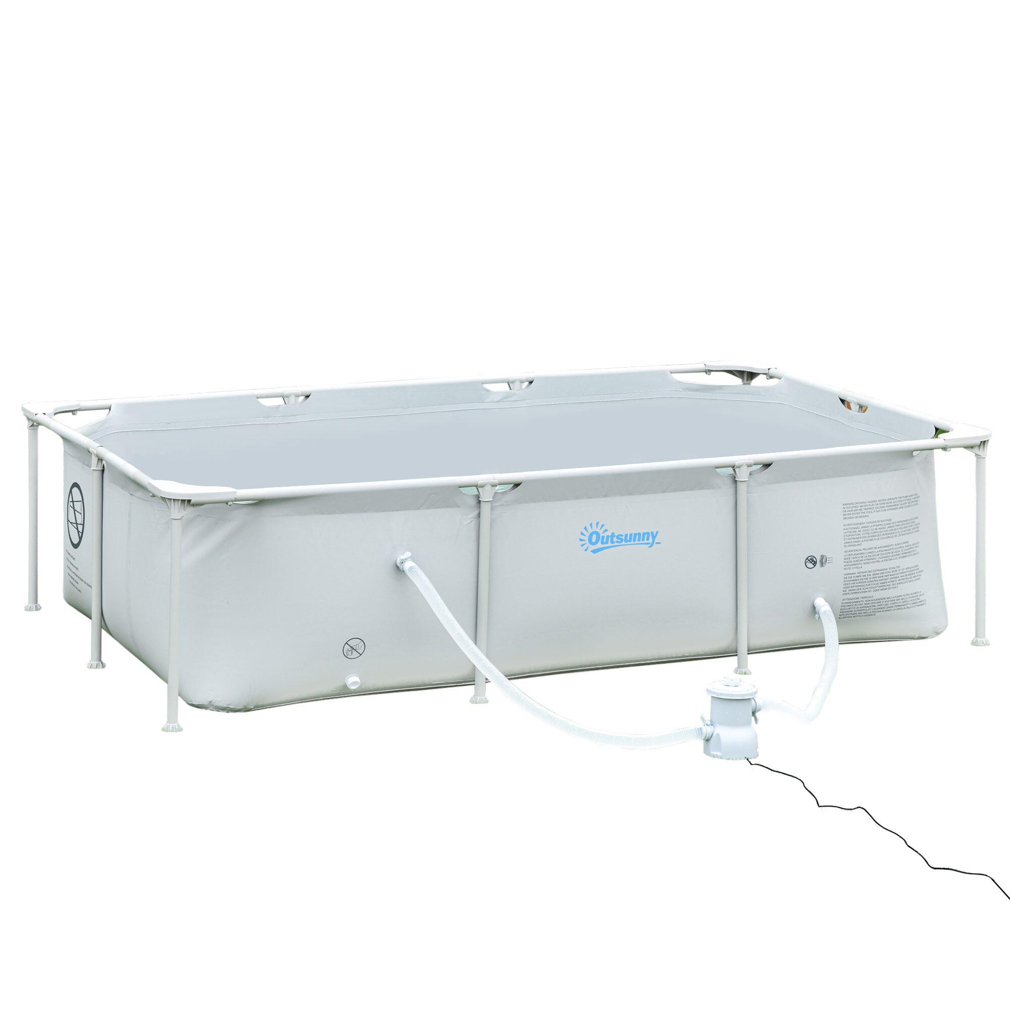 Piscina Desmontable Outsunny 252x152x65 cm Gris Claro 1/7