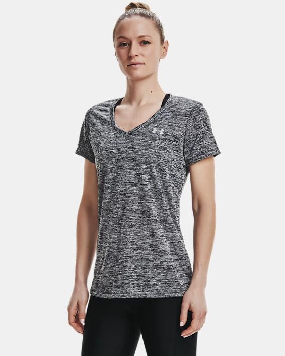 T-SHIRT COL V TWIST UNDER ARMOUR FEMME GRIS  Gris 1/7