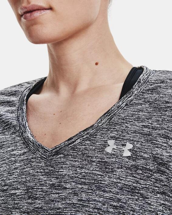 T-SHIRT COL V TWIST UNDER ARMOUR FEMME GRIS  Gris 3/7