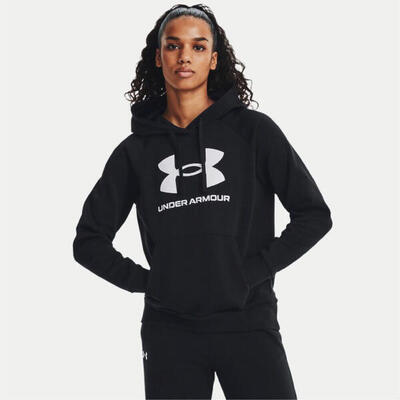Hoodie lichtgrijs gemêleerd ua rival fleece groot logo under armour dames