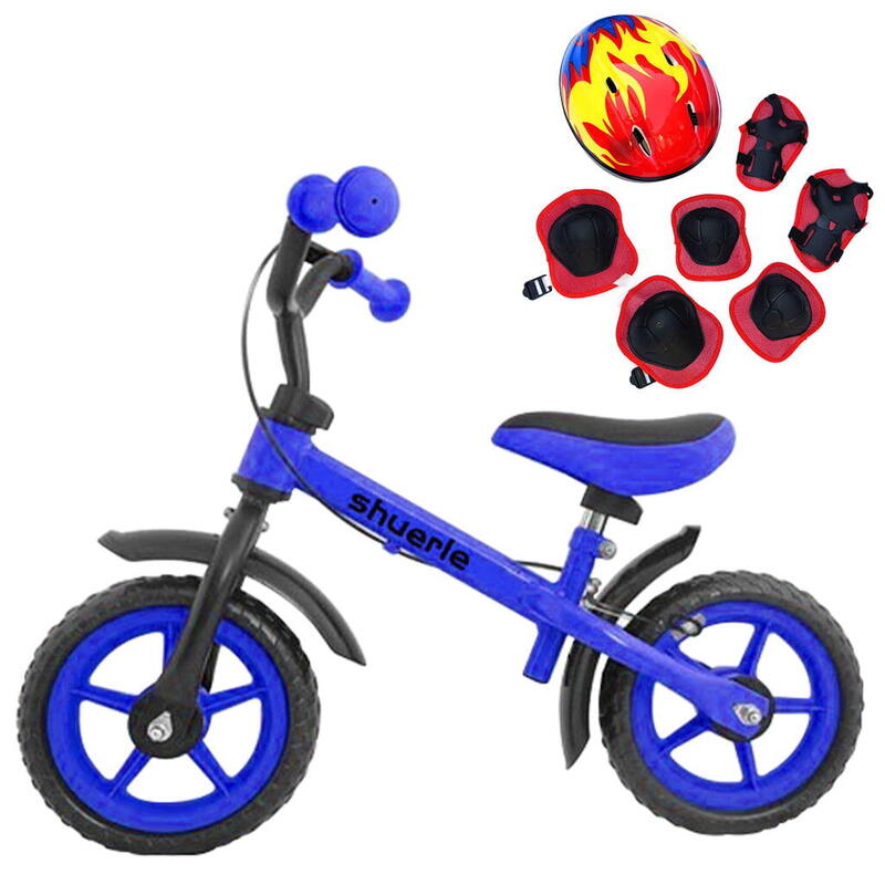 Bicicleta fara pedale, 2-6 ani, 12", Reglabila, Albastru, Cu frana, Echipament