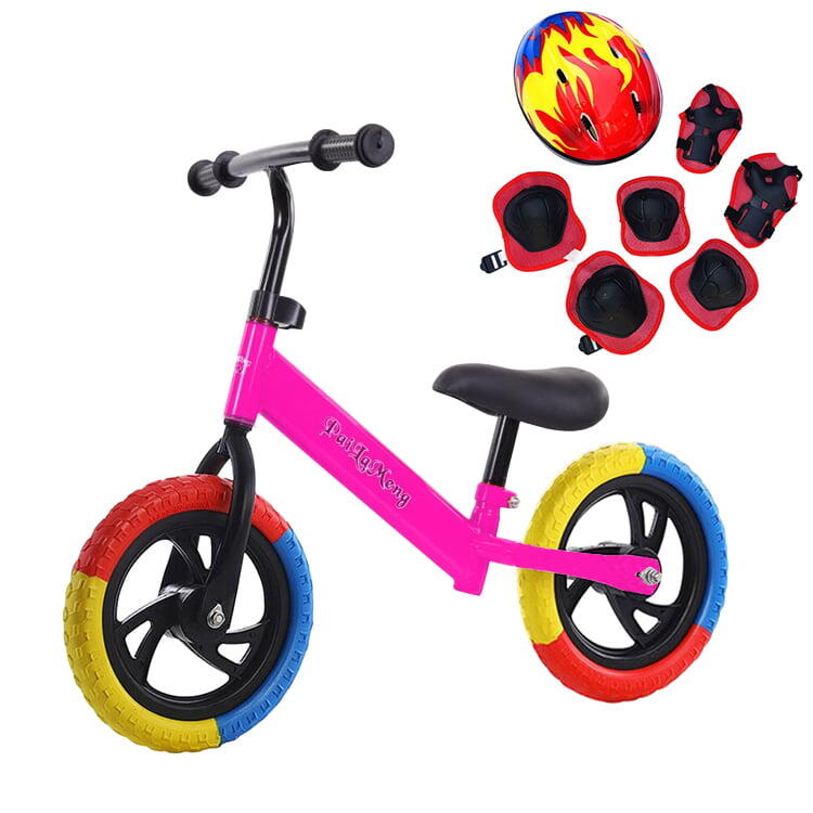 Bicicleta echilibru fara pedale, 2-5 ani, Roz, Roti in 3 culori, Echipament