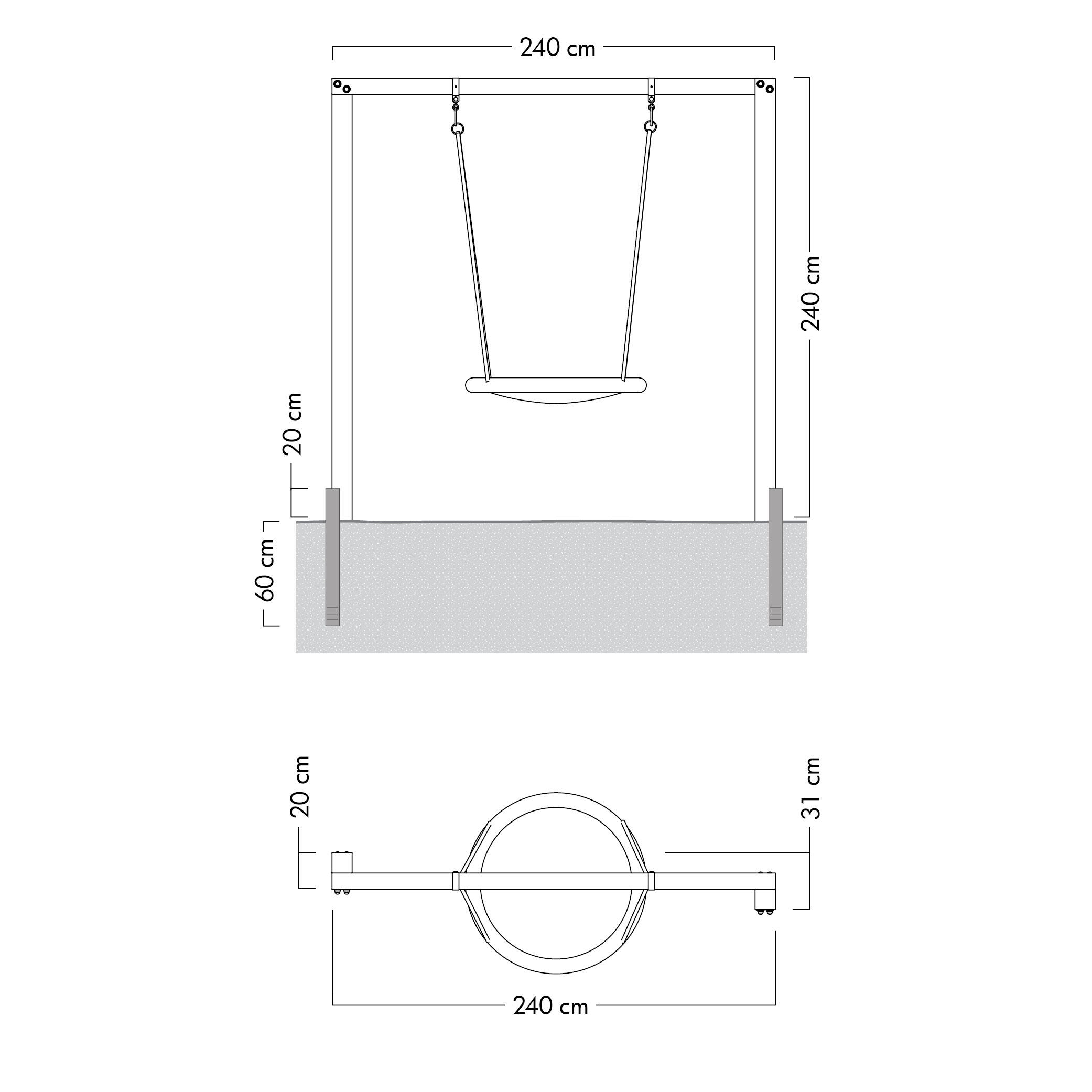 Portique de balançoire  Aero Sun - balançoire nid & Support en bois 5/7