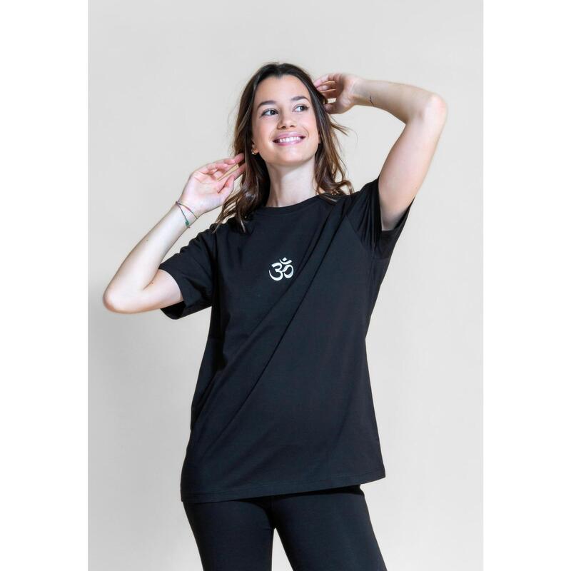 Camiseta Yoga Pilates Shambhala Om Negro Algodón orgánico