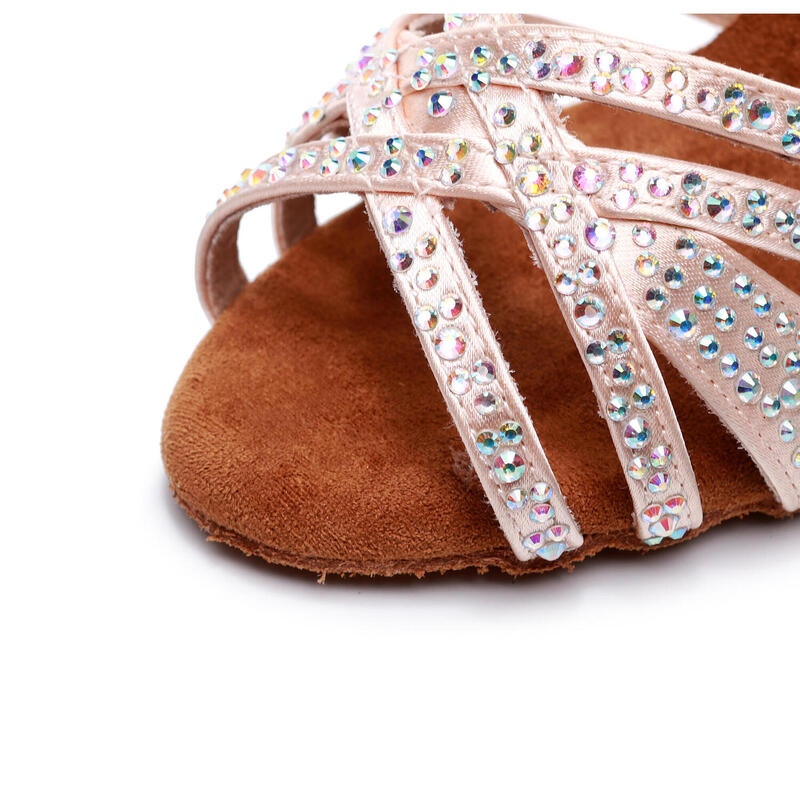 Pantofi de dans cu toc inalt salsa latino cu strasuri santiago 8,5 cm
