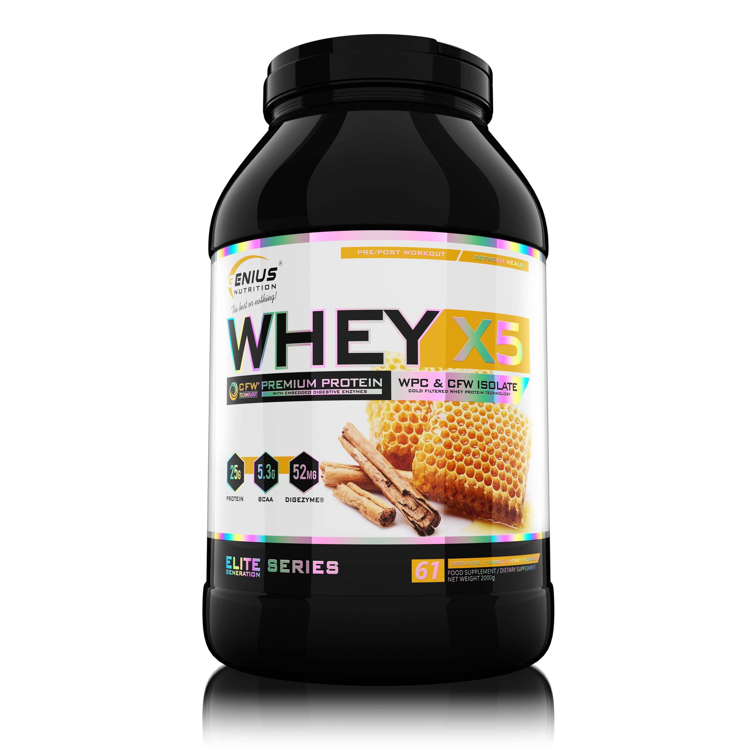 GENIUS NUTRITION Genius Nutrition Whey-X5 (2000g) Vanilla Honey - Eiwitten - Wei-eiwit Mix