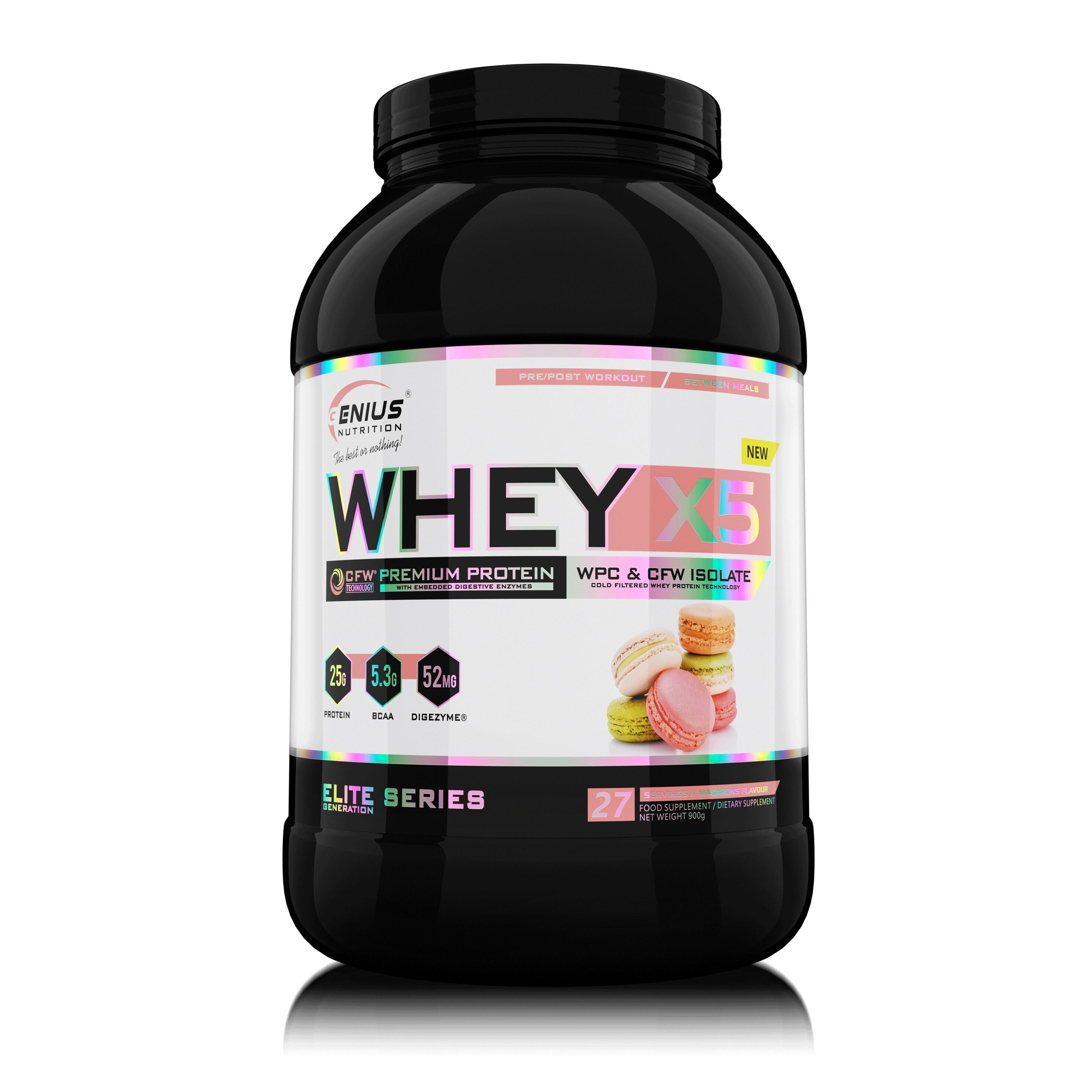 GENIUS NUTRITION Genius Nutrition Whey-X5 (900g) Macarons - Eiwitten - Wei-eiwit Mix