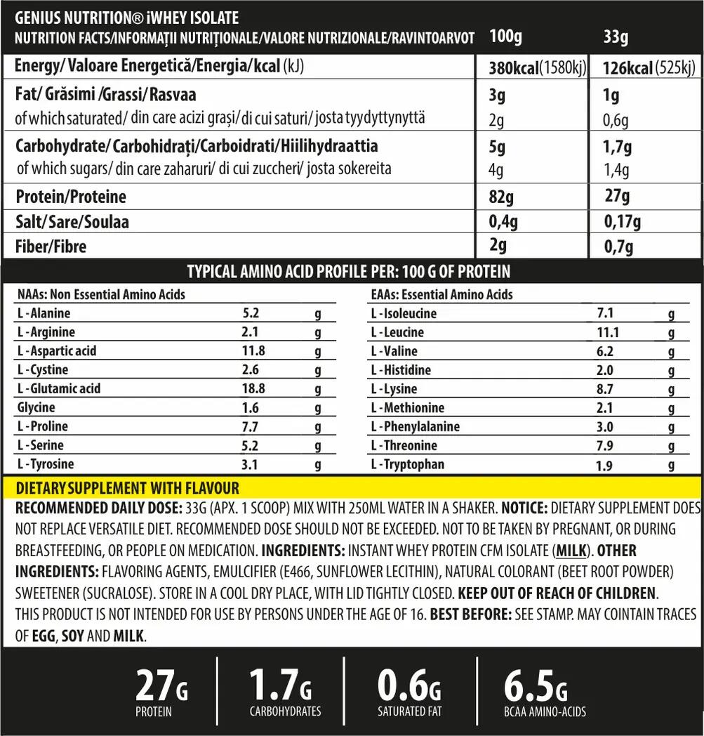 PUDRA PROTEICA  IZOLATA iWHEY® ISOLATE 900g/27serv 2/2