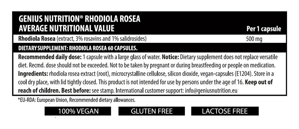 SUPLIMENT ALIMENTAR  RHODIOLA ROSEA 60 caps/60 serv 2/2