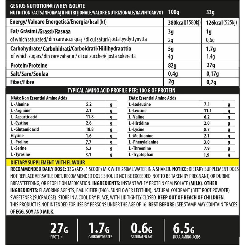 PUDRA PROTEICA  IZOLATA iWHEY® ISOLATE 900g/27serv