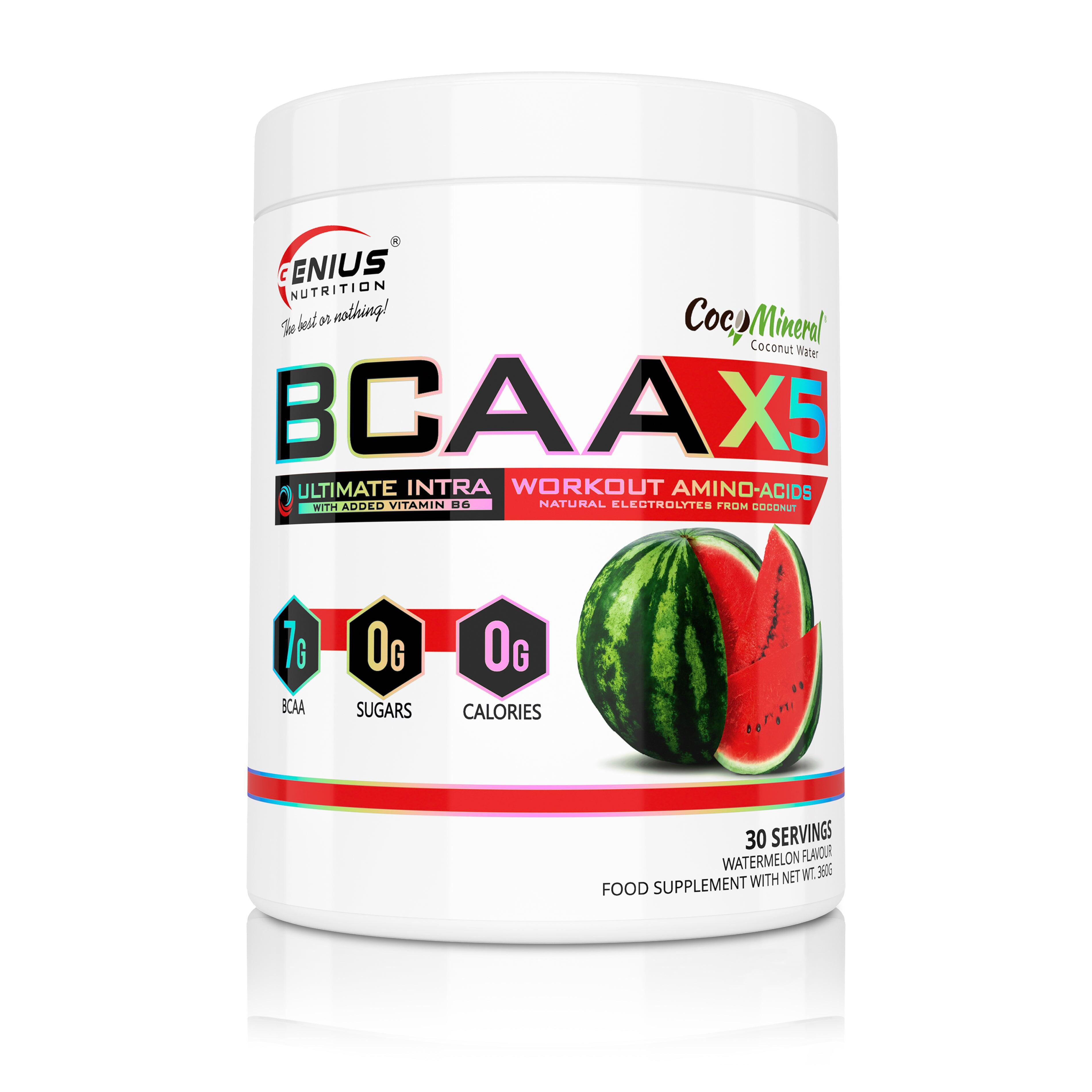 Genius Nutrition - Genius Nutrition Bcaa-x5 (360g) Watermelon - Acides Aminés - Bcaa - Bcaa - 360 G - Decathlon