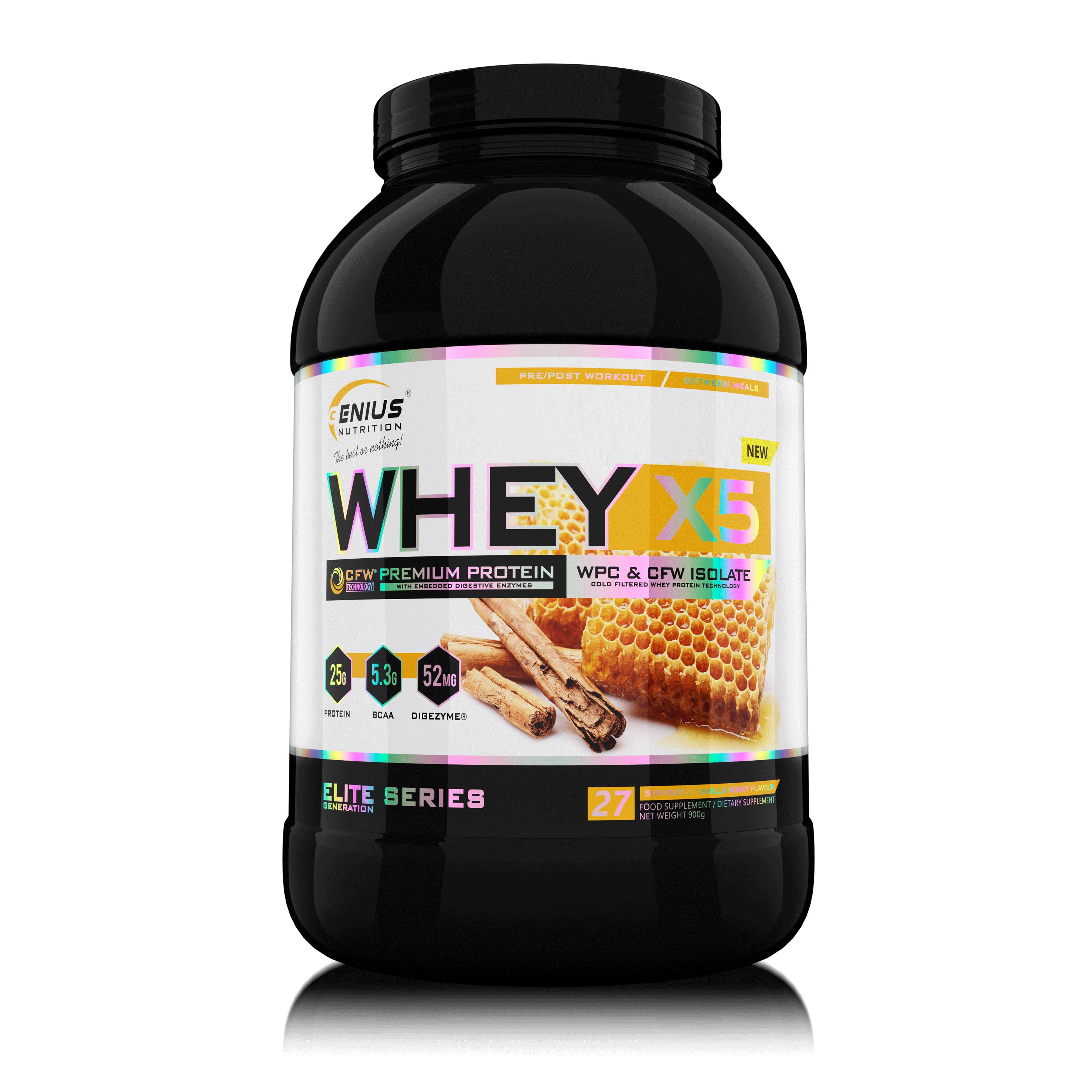 GENIUS NUTRITION Genius Nutrition Whey-X5 (900g) Vanilla Honey - Eiwitten - Wei-eiwit Mix