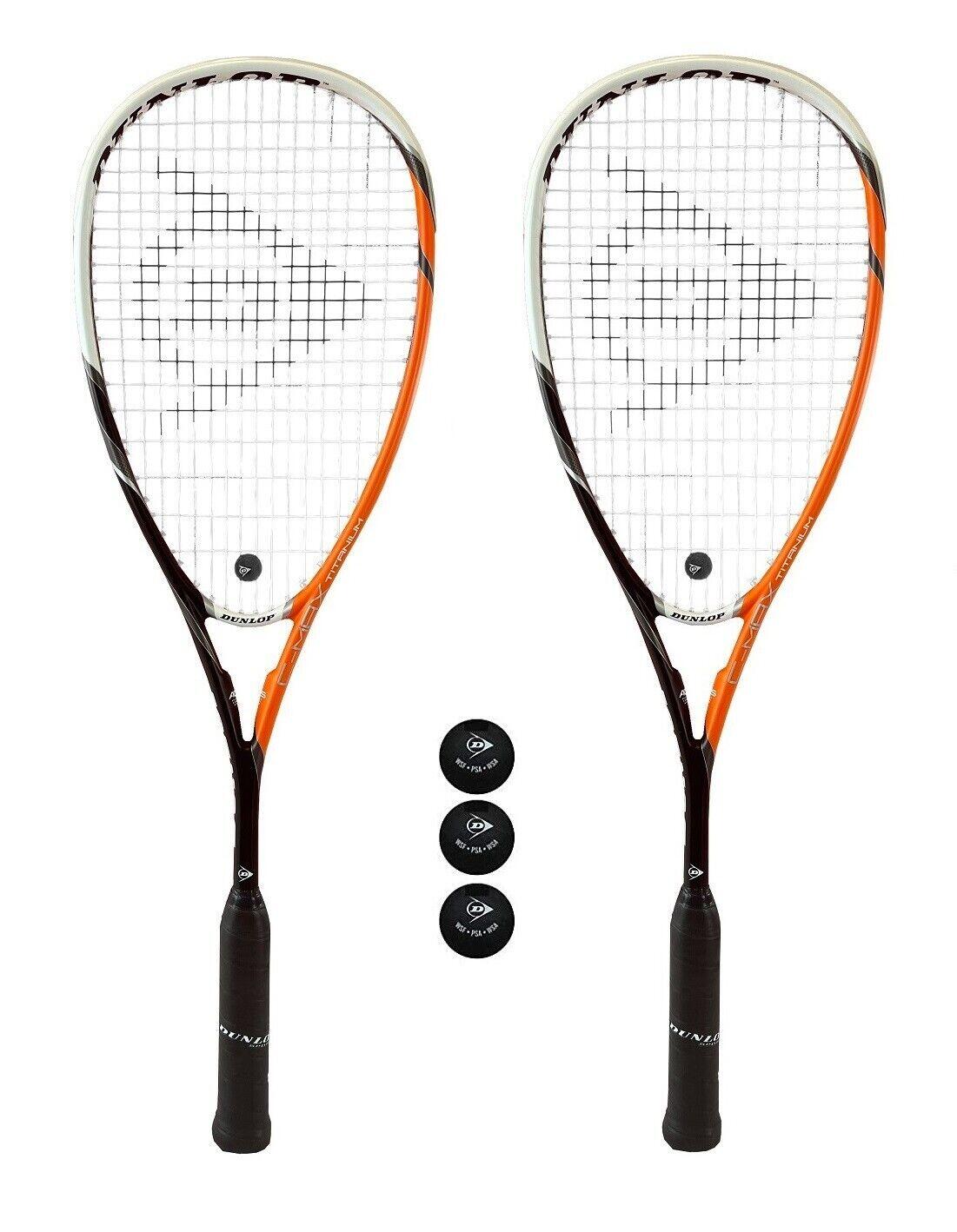 Dunlop C-Max Titanium Squash Racket Twin Set & 3 Squash Balls 1/1