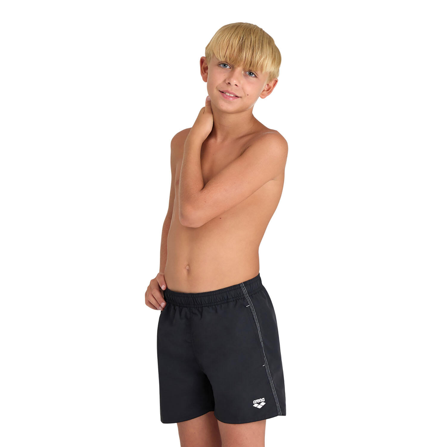Arena - Shorts De Bain Garçon - Boxer Solid R - Maillot De Bain 1 Pièce - Blanc|noir - 8-9 Ans - Decathlon