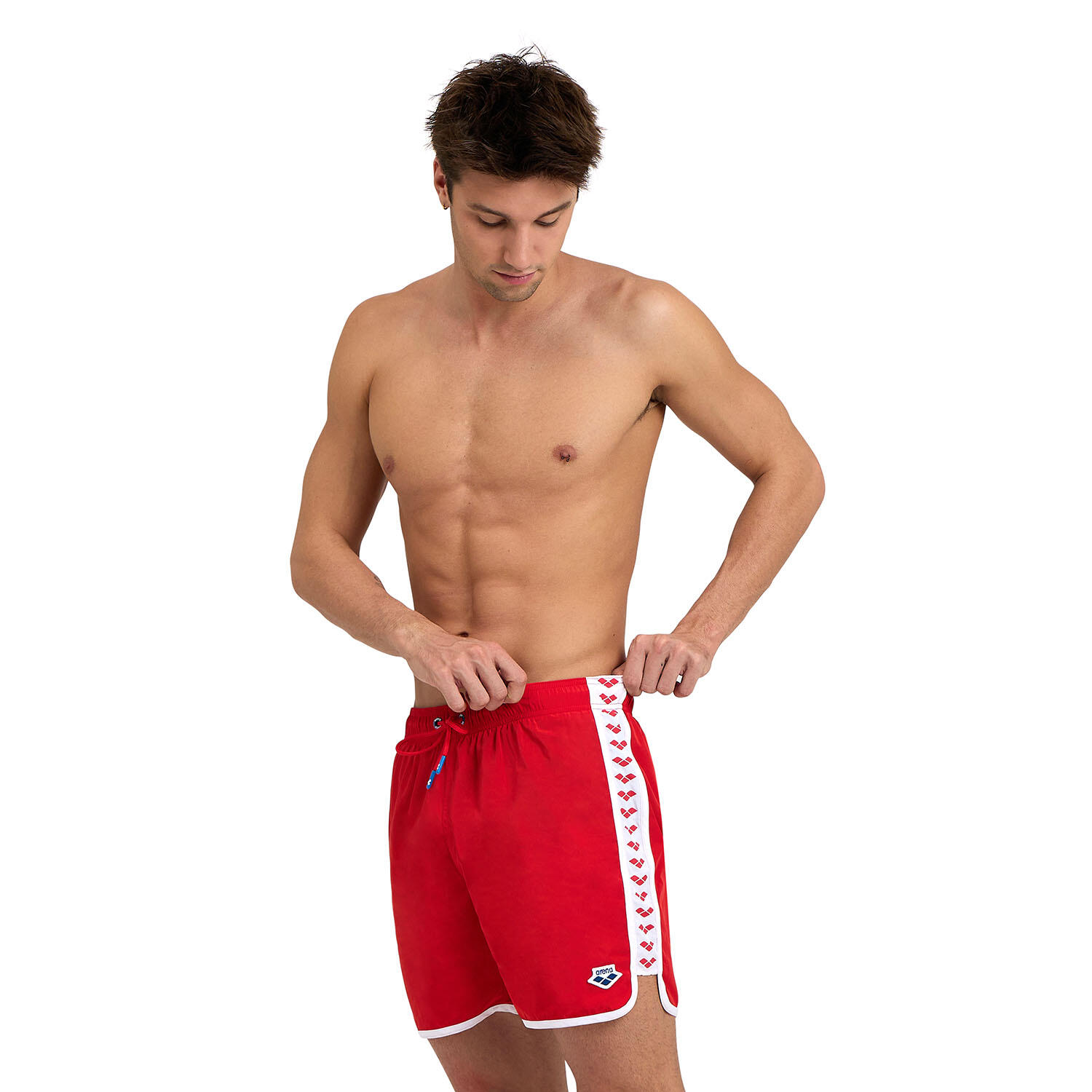 Arena - Shorts De Bain Homme - Icons Team Stripe - Maillot De Bain 1 Pièce - Blanc|rouge - 48 Xl - Decathlon