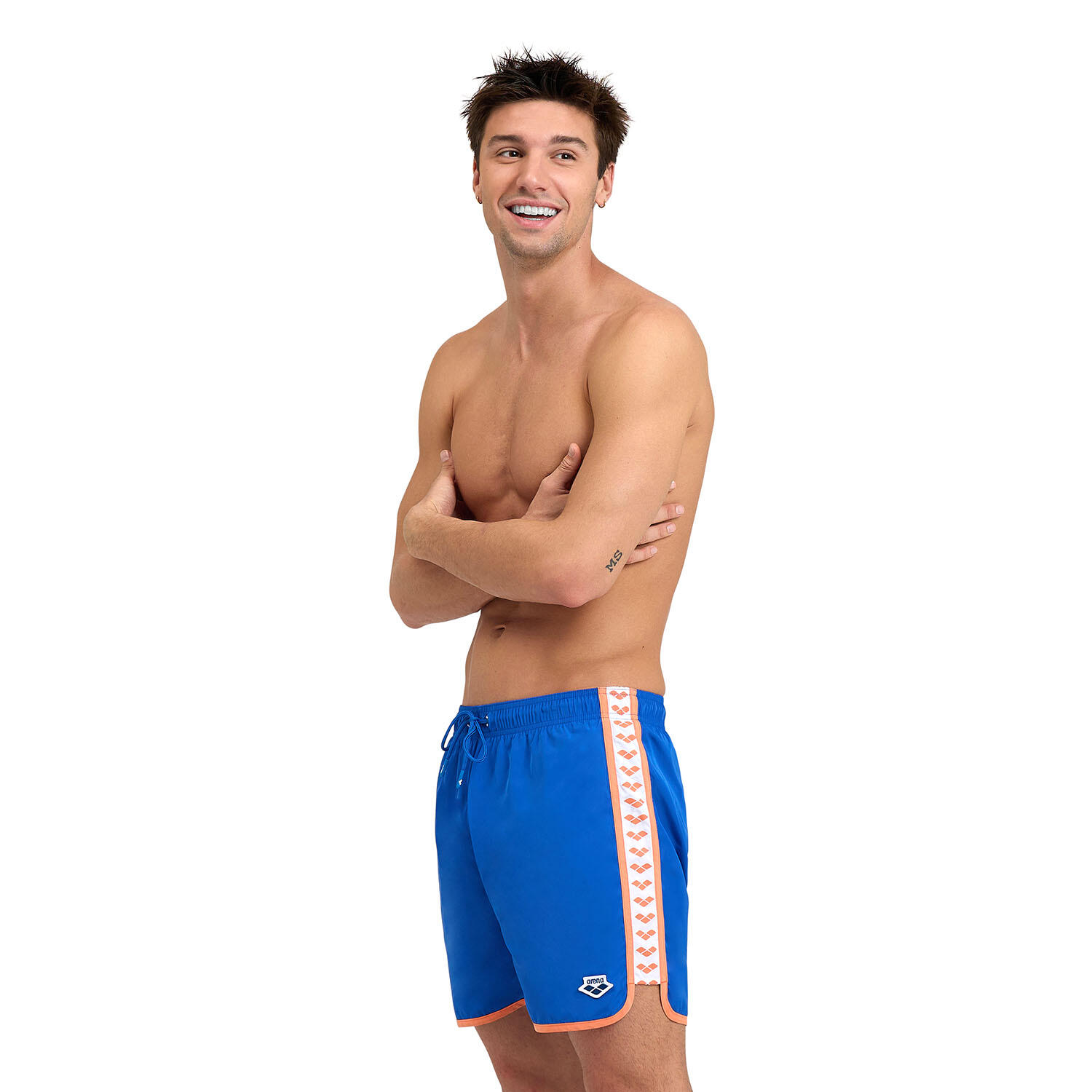 Arena - Shorts De Bain Homme - Icons Team Stripe - Maillot De Bain 1 Pièce - Bleu|orange - 52 2xl - Decathlon