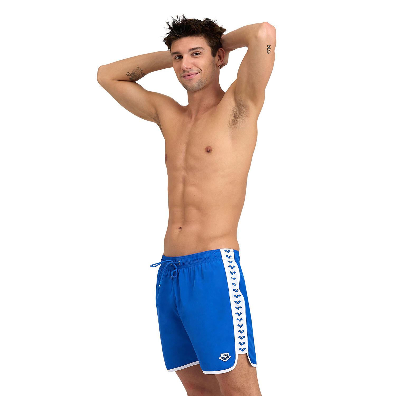 Arena - Shorts De Bain Homme - Icons Team Stripe - Maillot De Bain 1 Pièce - Blanc|bleu - S - Decathlon