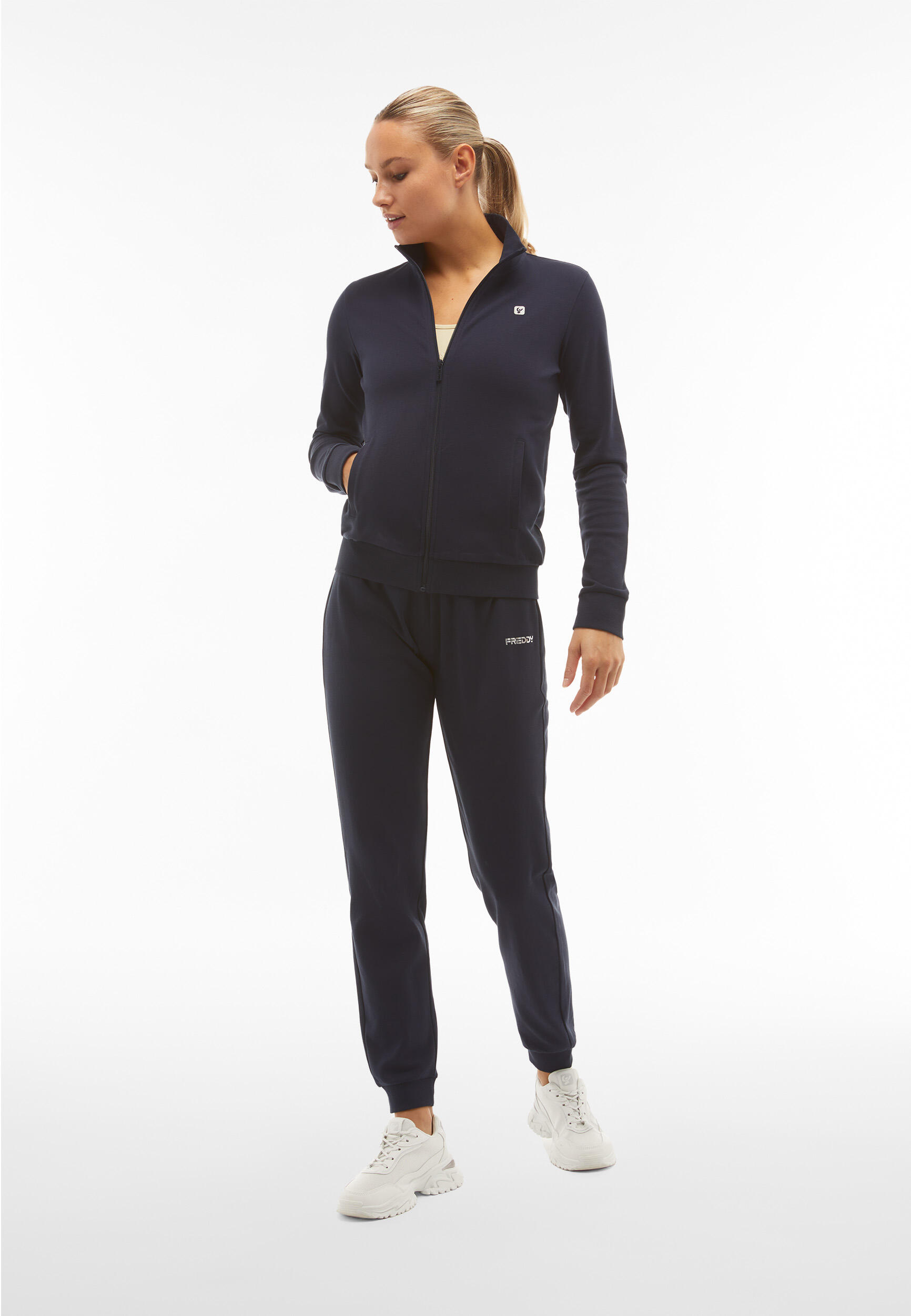 Tuta sportiva in interlock con felpa collo alto e zip 2/5