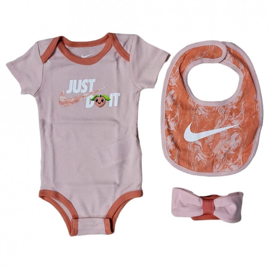 NIKE Body bambina nike lil fruits 3 pezzi 100% cotone-rosa-nn0806-x24