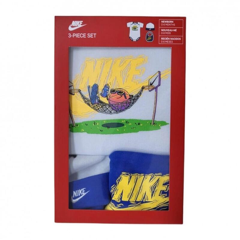 Completo bambino nike emoj pezzi % cotone- bianco-blu-nn-