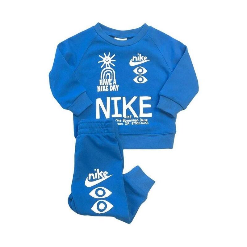 Tuta bambino nike nsw hbr statement crew set-azzurro-% cotone/% poliestere-j-b