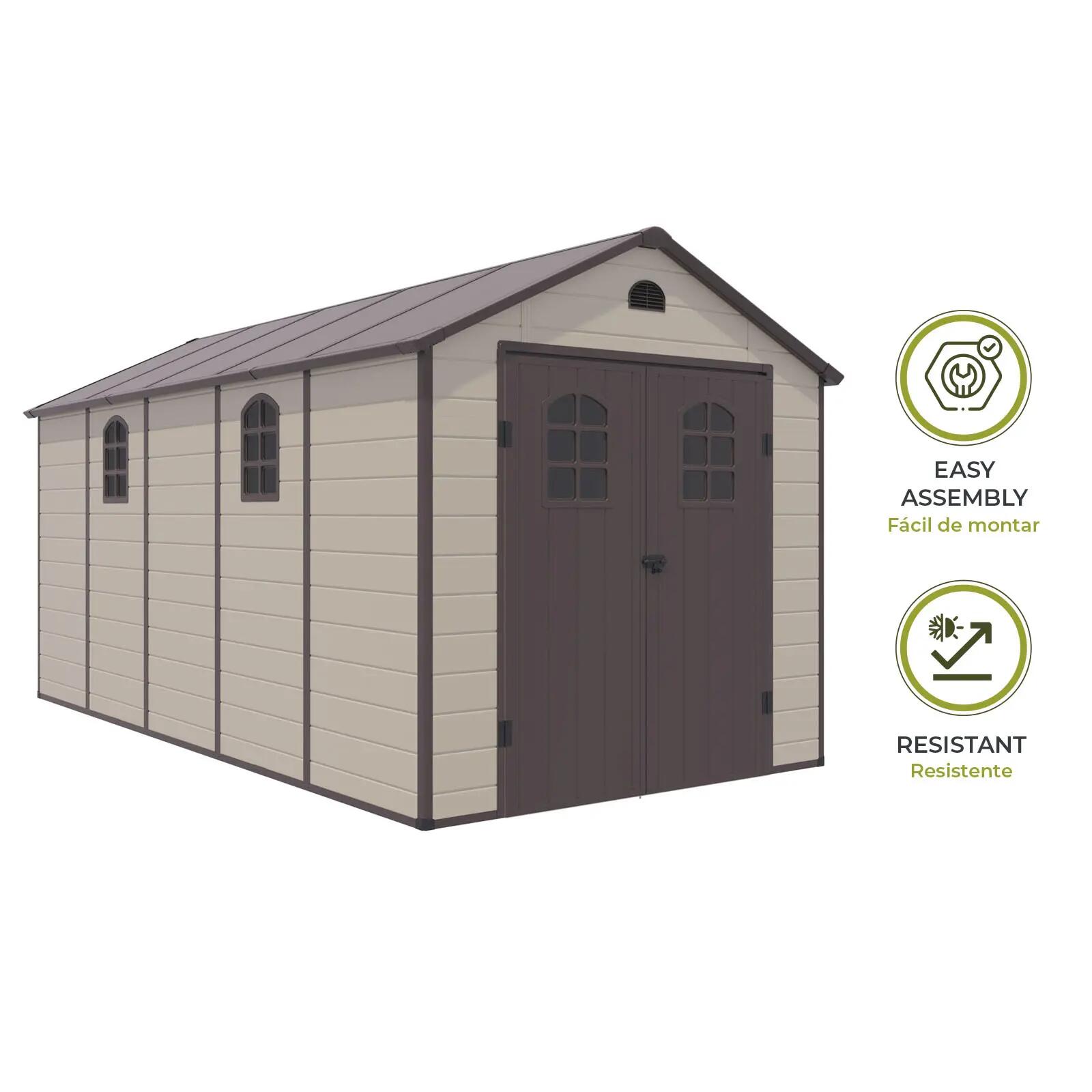 Caseta de Resina Gardiun Alessia E - 11 m² 241x456x238 cm con Suelo y Ventanas B 3/5