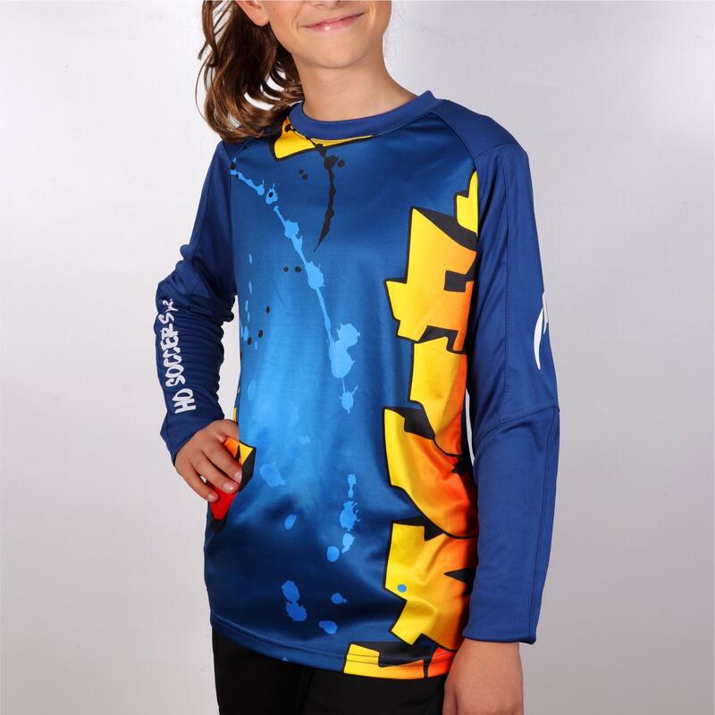 Jersey de Portero Infantil Graffiti con Protecciones Azul