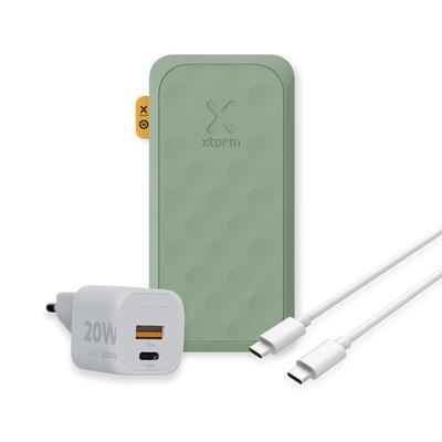 Xtorm 20w fs5 powerbank 10.000mah + 20w gan2 lader + usb-c pd kabel. wit